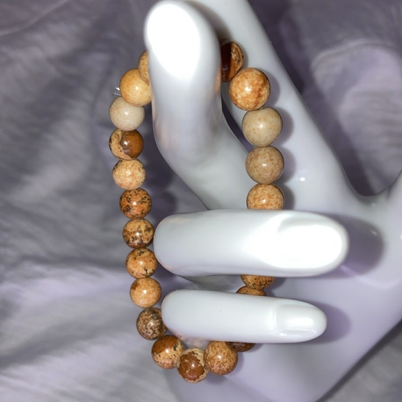 NWOT Bracelet Stretch Women’s Tan Stones - Picture 3 of 7